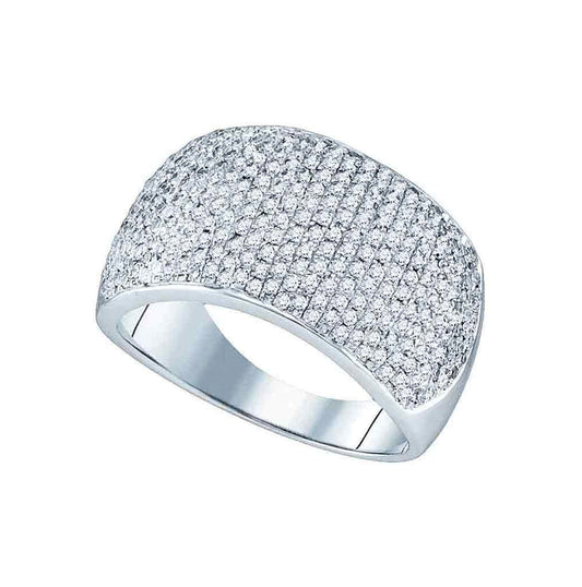 10K White Gold Womens Round Diamond Pave Band Ring 1 Cttw, Womens Size: 5-10