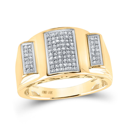 10K Yellow Gold Men's Round Diamond Band Ring 1/4ctw, Men's Size: 7-13