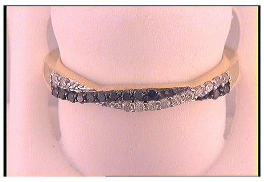 10kt Yellow Gold Womens Round Black Color Enhanced Diamond Crossover Band Ring 1/4 Cttw, Womens Size: 5-10