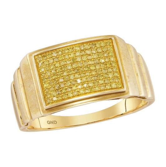 10kt Yellow Gold 1/4ct Diamond Micro-pave Mens Ring