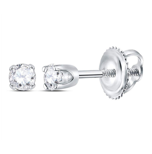 14K White Or Yellow Gold Womens Round Diamond Solitaire Earrings