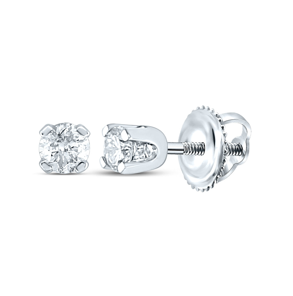 14K White Or Yellow Gold Unisex Round Diamond Solitaire Stud Earrings