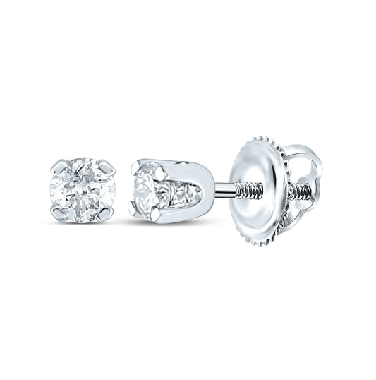14K White Or Yellow Gold Unisex Round Diamond Solitaire Stud Earrings