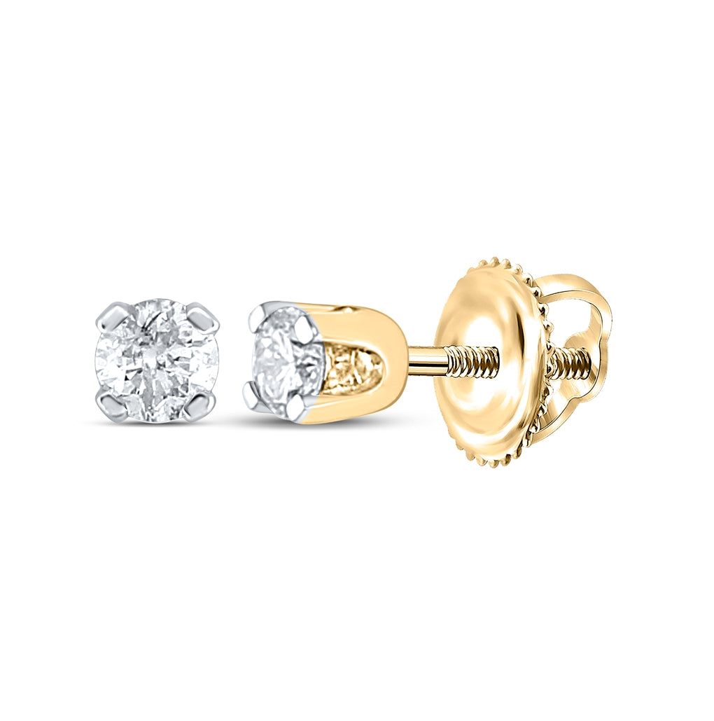 14K White Or Yellow Gold Unisex Round Diamond Solitaire Stud Earrings