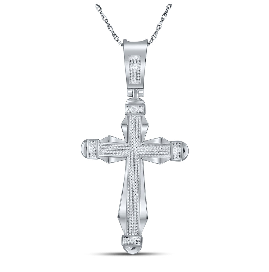10K Yellow Or White Gold Mens Round Diamond Cross Charm Pendant 1/2 Cttw, Length: 2.76 In, Width: 1.42 In