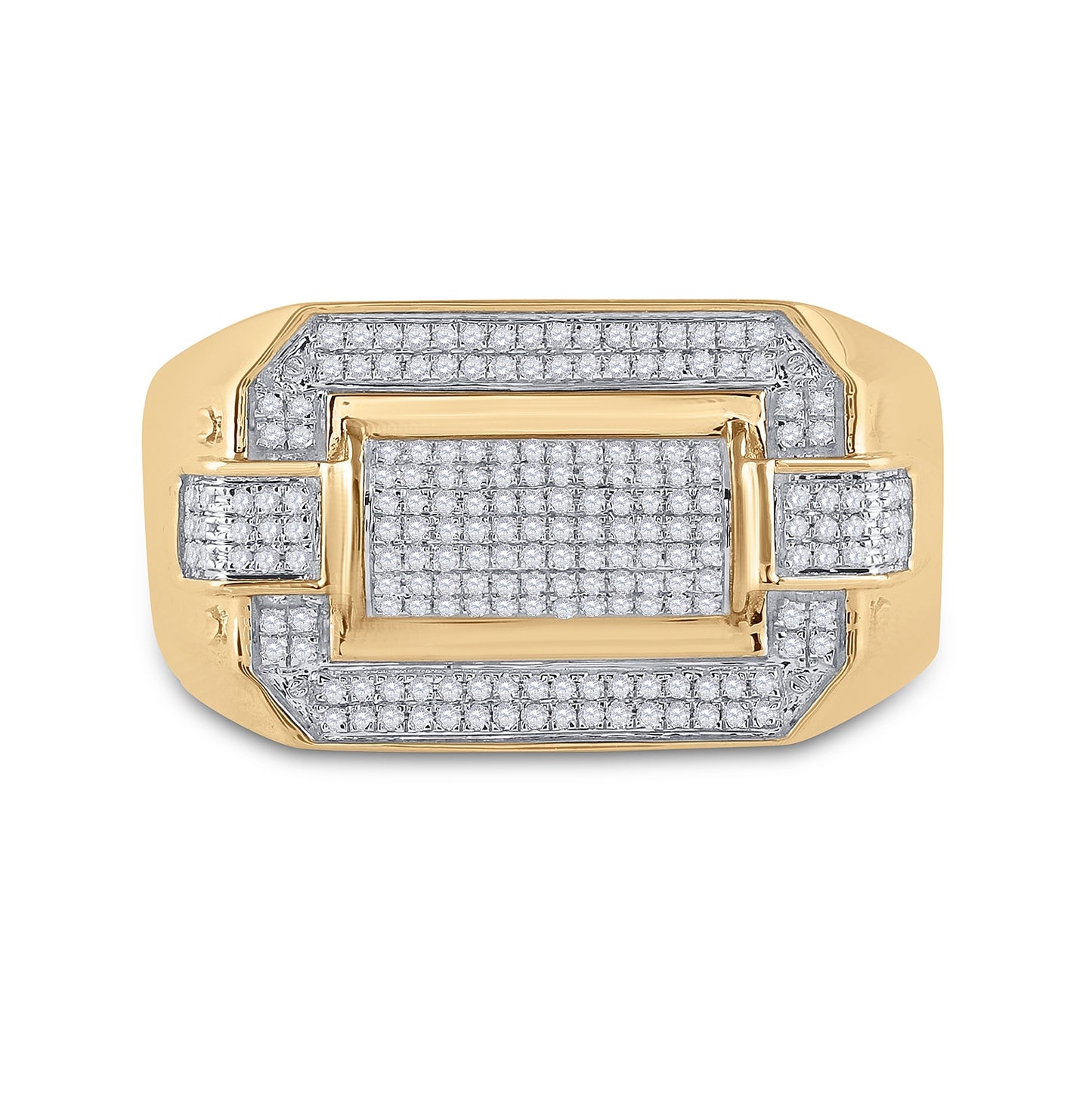 10K Yellow Gold Mens Round Diamond Fashion Ring 1/3 Cttw, Mens Size: 7-13