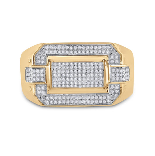 10K Yellow Gold Mens Round Diamond Fashion Ring 1/3 Cttw, Mens Size: 7-13