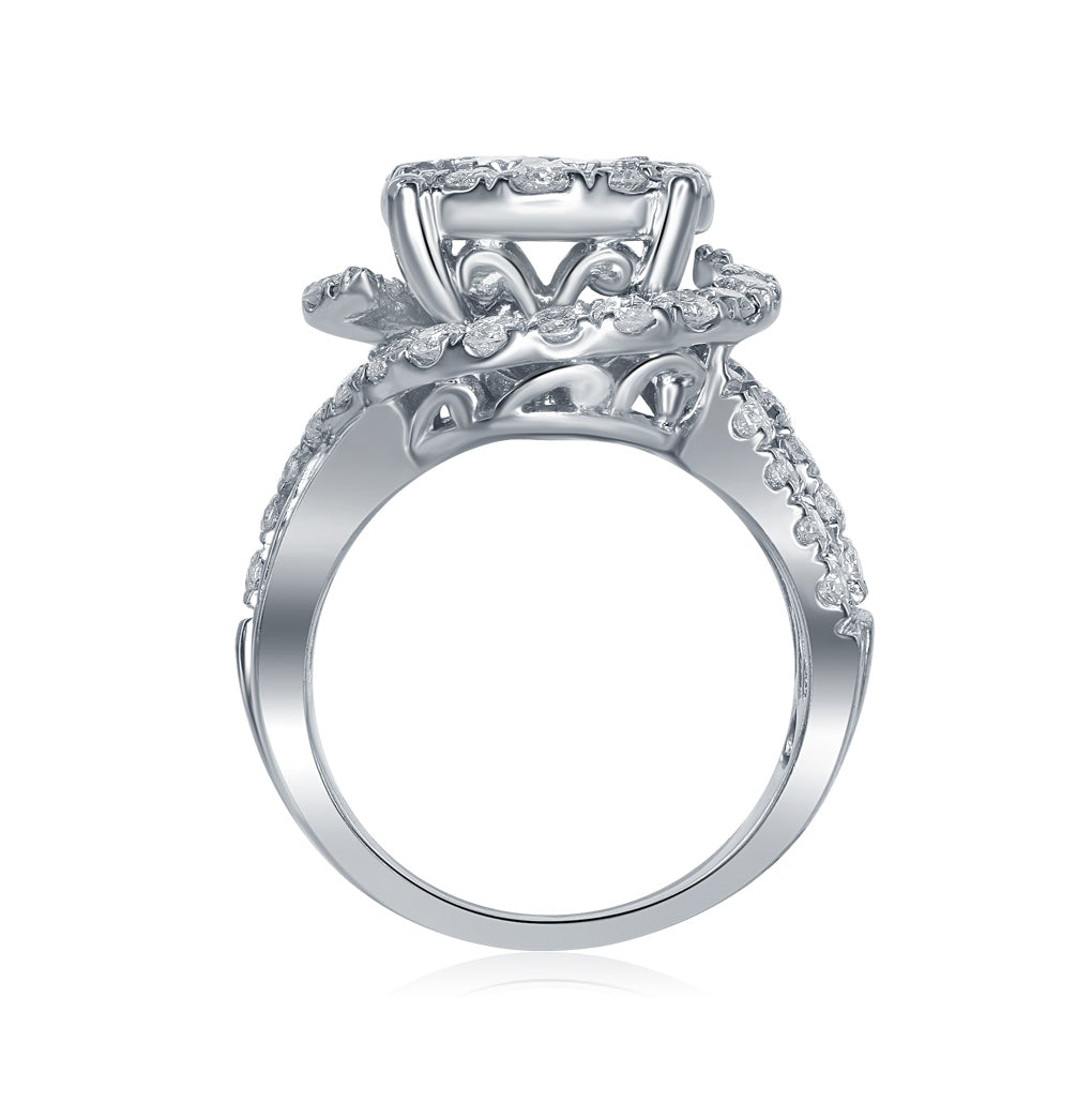 14K White Gold Princess Diamond Bridal Wedding Ring Band Set 3ctw, Women's Size: 5-10
