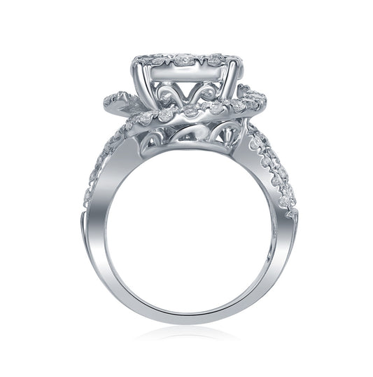 14K White Gold Princess Diamond Bridal Wedding Ring Band Set 3ctw, Women's Size: 5-10