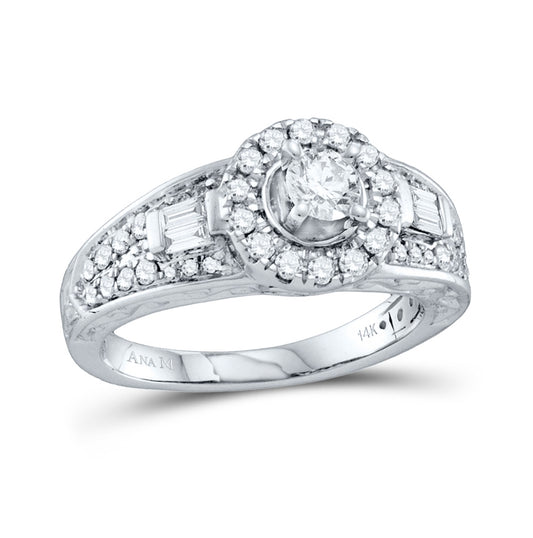 14kt White Gold Womens Round Diamond Solitaire Bridal Wedding Engagement Ring 1.00 Cttw