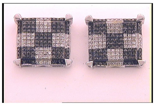Sterling Silver 1/2ct Diamond Micro-pave Mens Earrings