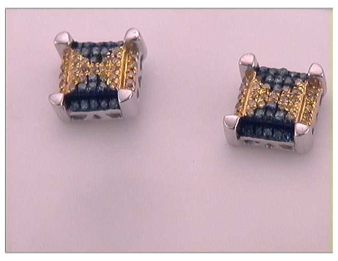 Sterling Silver 1/6ct Diamond Blue Micro-pave Mens Earrings