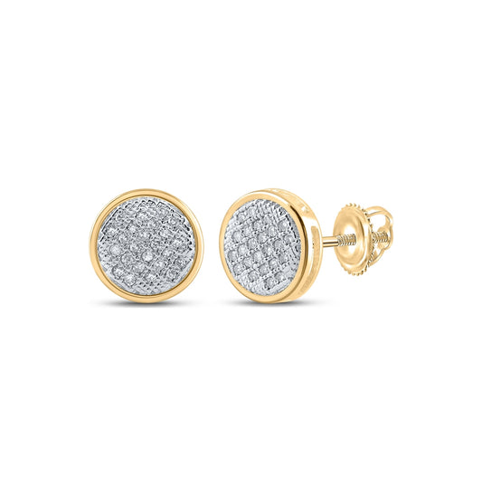 14K Yellow Gold Womens Round Diamond Circle Earrings 1/6 Cttw