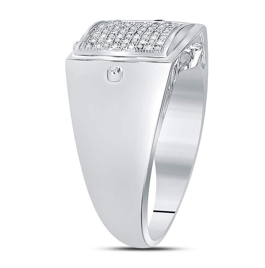 Sterling Silver Mens Round Diamond Square Cluster Ring 1/6 Cttw, Mens Size: 7-13