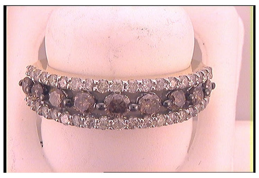 10kt Yellow Gold Womens Round Brown Diamond Band Ring 2.00 Cttw