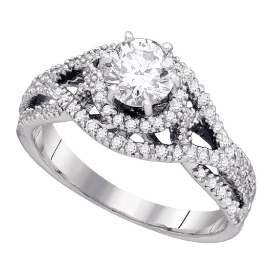14k White Gold Womens Round Diamond Woven Openwork Bridal Wedding Engagement Ring 7/8 Cttw