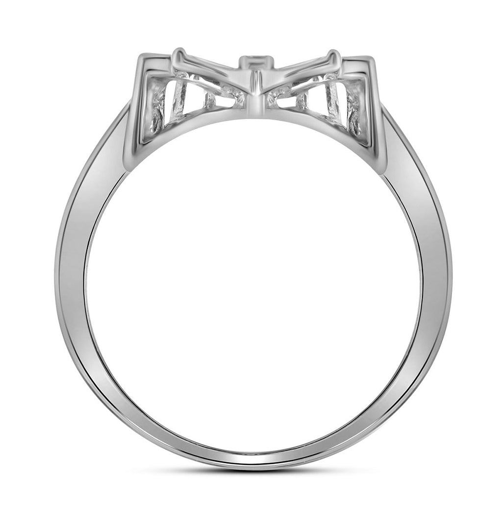 10K White Gold Womens Round Diamond Butterfly Bug Ring 1/20 Cttw, Womens Size: 5-10