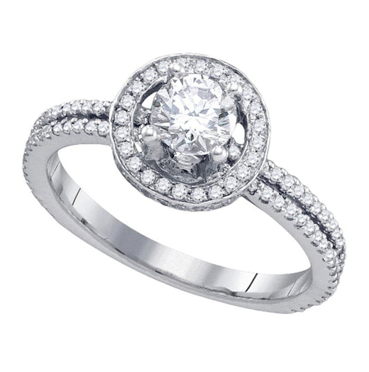 14k White Gold Womens Round Diamond Solitaire Bridal Wedding Engagement Ring 7/8 Cttw