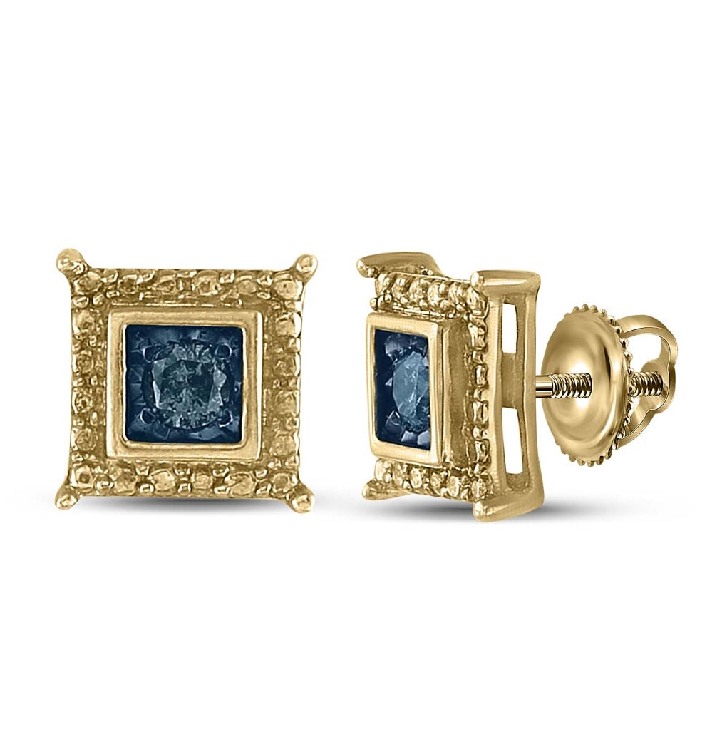 Sterling Silver 1/5ct Diamond Fashion Blue Earrings