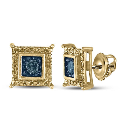 Sterling Silver 1/5ct Diamond Fashion Blue Earrings