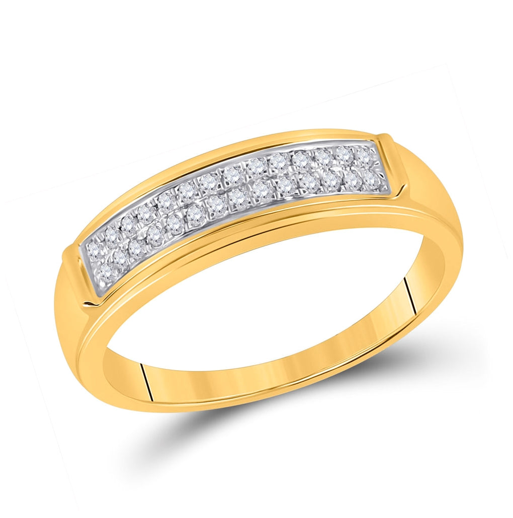 10K Yellow Gold His Hers Round Diamond Square Matching Wedding Set 3/8 Cttw, Womens Size: 5-10, Mens Size: 7-13
