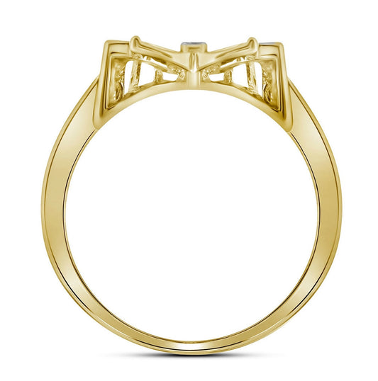 10K Yellow Gold Womens Round Diamond Butterfly Ring 1/20 Cttw, Womens Size: 5-10