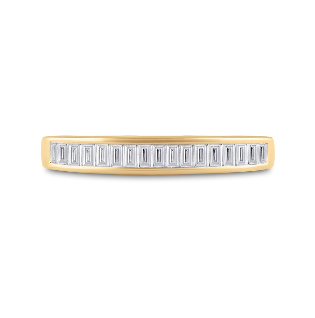 10K Yellow Gold Womens Baguette Diamond Wedding Band 1/4 Cttw, Womens Size: 5-10