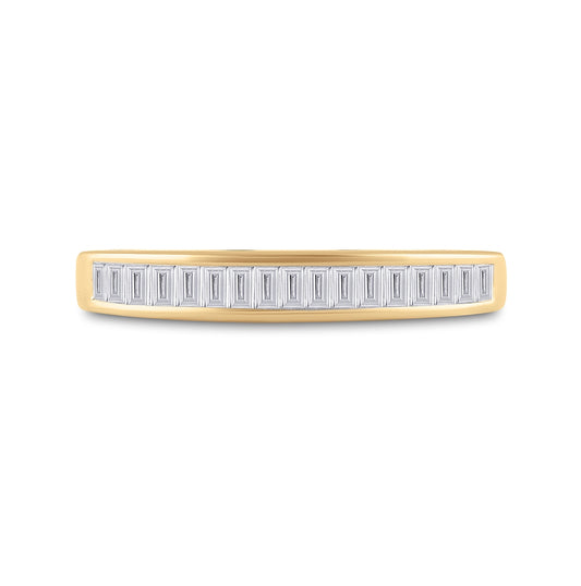 10K Yellow Gold Womens Baguette Diamond Wedding Band 1/4 Cttw, Womens Size: 5-10