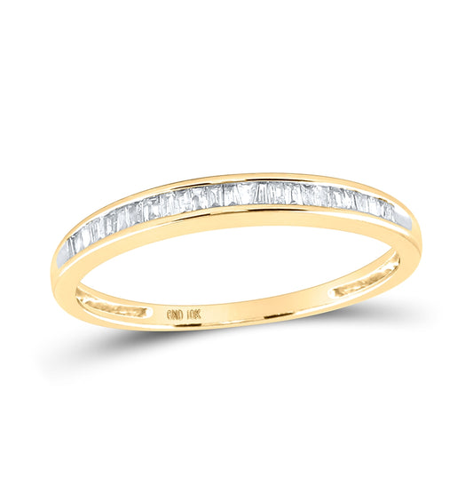 10K Yellow Or White Gold Womens Baguette Diamond Wedding Anniversary Band 1/6 Cttw, Womens Size: 5-10