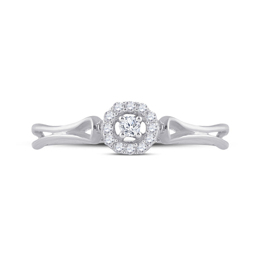 10K White Gold Womens Round Diamond Solitaire Promise Ring 1/10ctw, Womens Size: 5-10