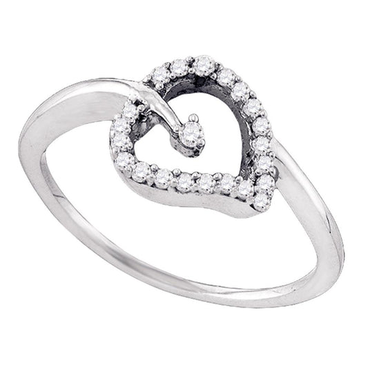 10kt White Gold Womens Round Diamond Negative-space Fashion Ring 1/6 Cttw