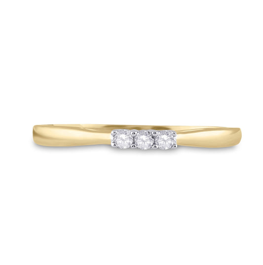 10K Yellow Gold Round Diamond 3-stone Bridal Wedding Engagement Ring 1/20 Cttw, Womens Size: 5-10