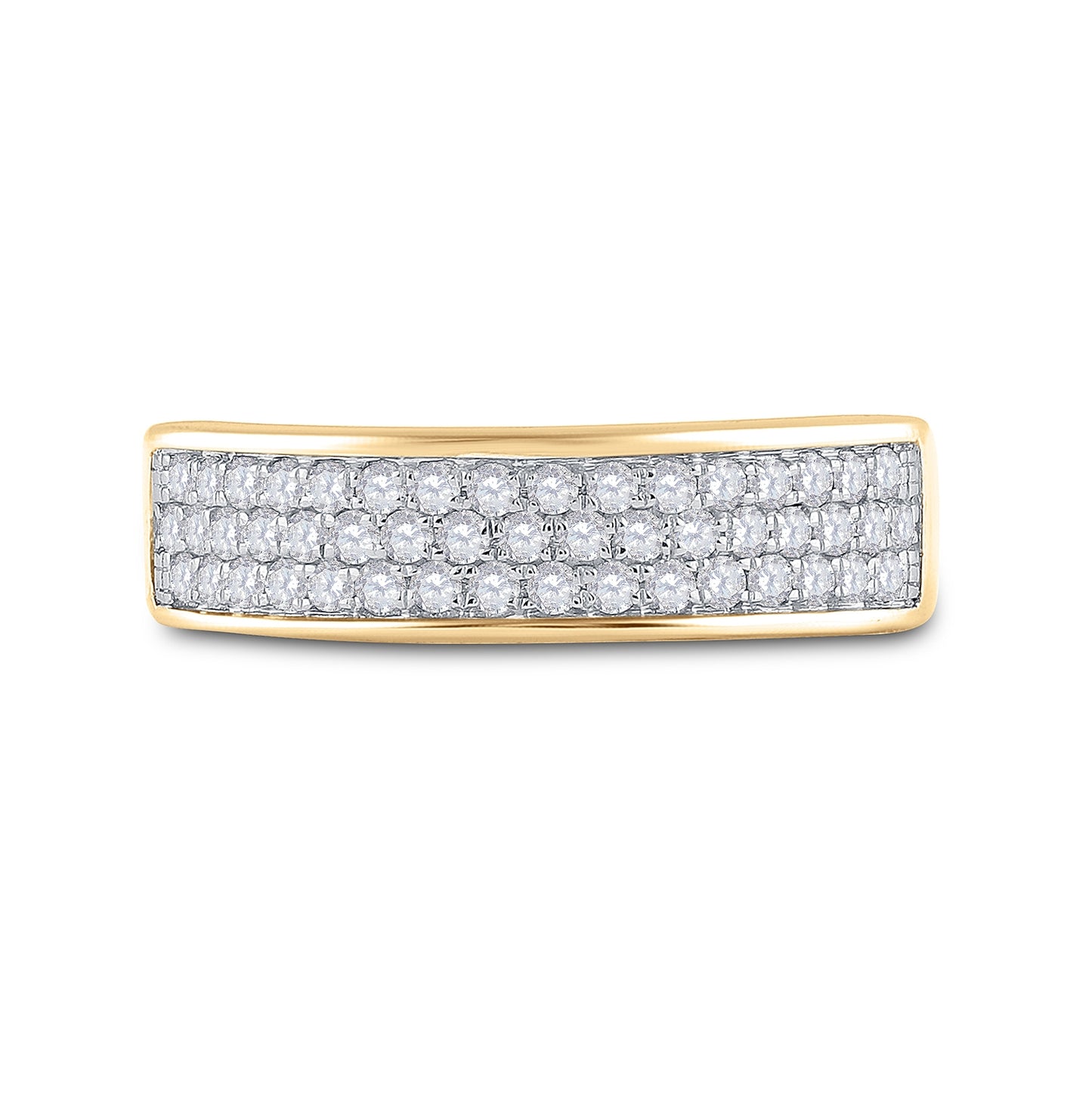 10K Yellow Gold Womens Round Diamond Pave Band Ring 1/2 Cttw, Womens Size: 5-10