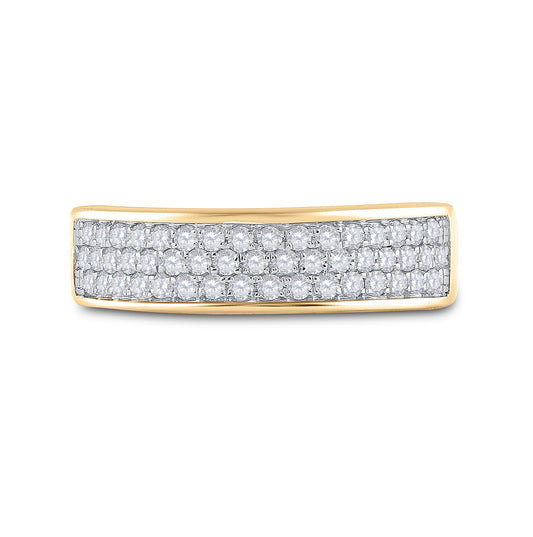 10K Yellow Gold Womens Round Diamond Pave Band Ring 1/2 Cttw, Womens Size: 5-10