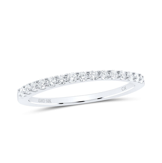 10K White Gold Womens Round Diamond Wedding Single Row Band 1/4 Cttw, Womens Size: 5-10