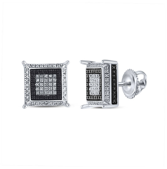 Sterling Silver 1/6ct Diamond  Mens Earrings