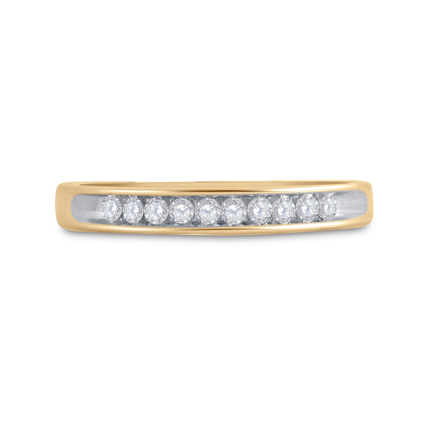 10K Yellow Gold Womens Round Diamond I Love You Band 1/5 Cttw, Womens Size: 5-10
