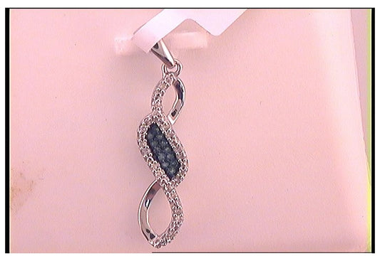 Sterling Silver 1/10ct Diamond Blue  Pendant
