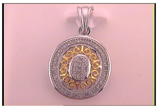 10kt Two-tone Gold 1/6ct Diamond Micro-pave Fashion Pendant