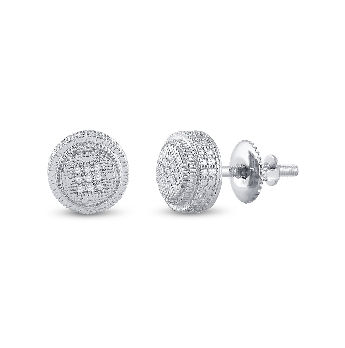 Sterling Silver 1/20ct Diamond P3 Micro-pave Unisex  Earring