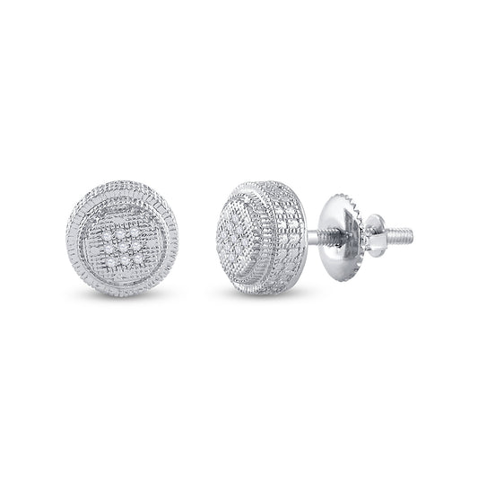 Sterling Silver 1/20ct Diamond P3 Micro-pave Unisex  Earring