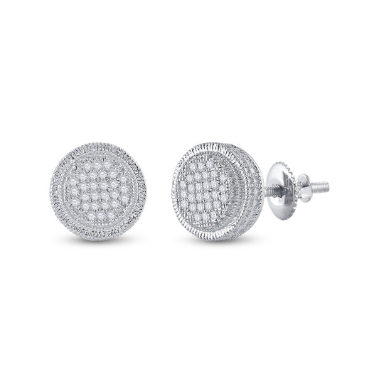Sterling Silver Round Dia. Disk Circle Earring 1/6ctw