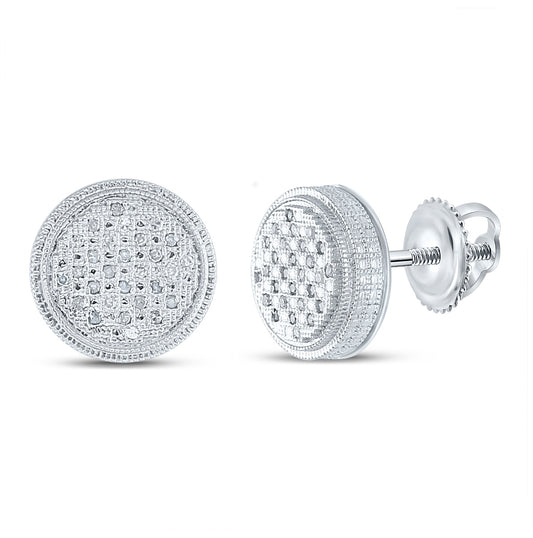 Sterling Silver Round Diamond Disk Circle Earrings 1/6ctw