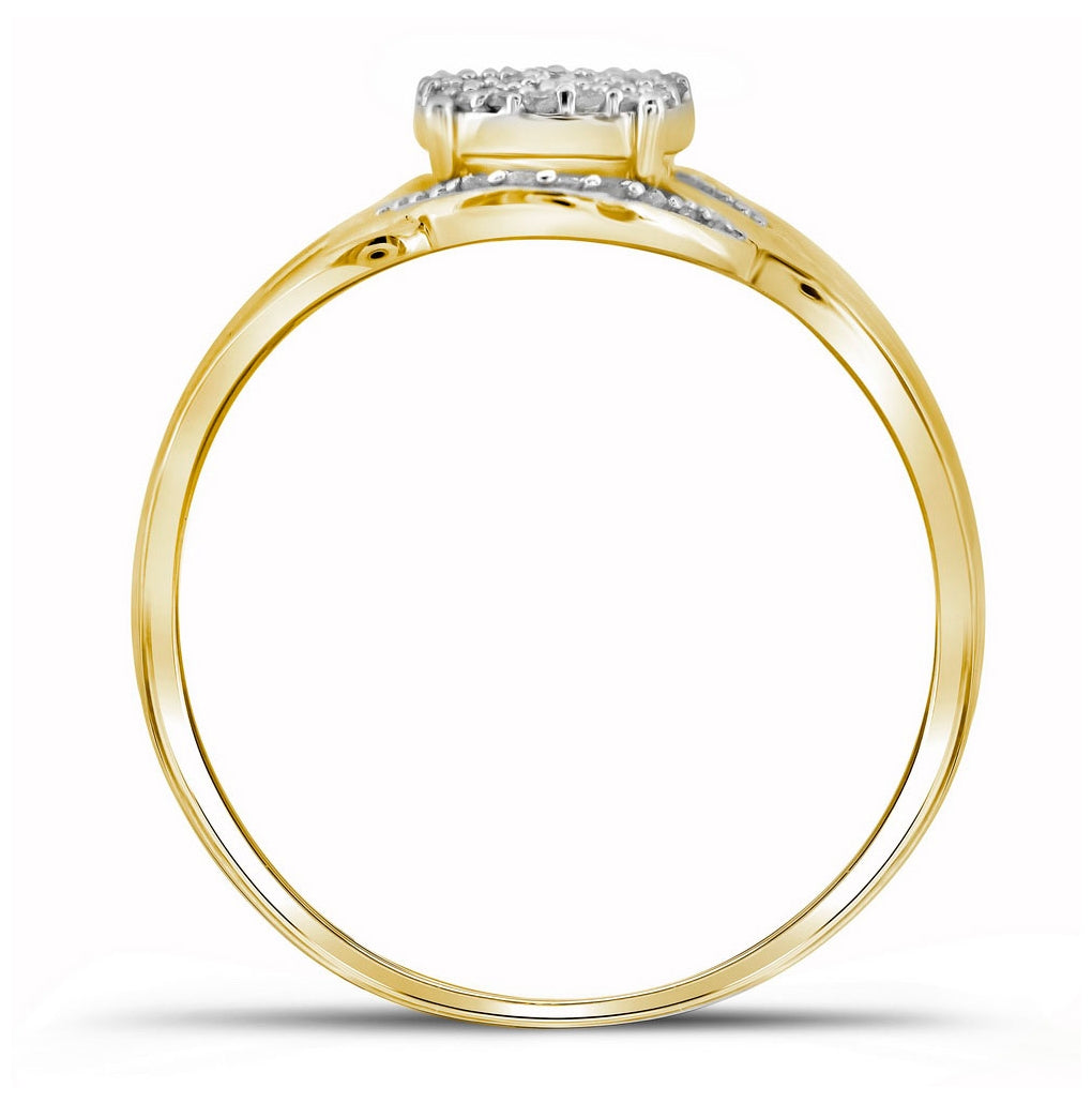 10K Yellow Gold Womens Round Dia. Cluster Ring 1/6ctw, Women's Size: 5-10
