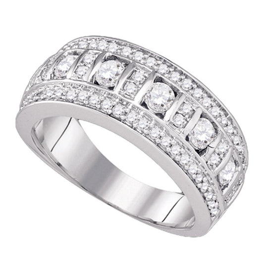 14kt White Gold Womens Round Channel-set Diamond Triple Row Band 1.00 Cttw