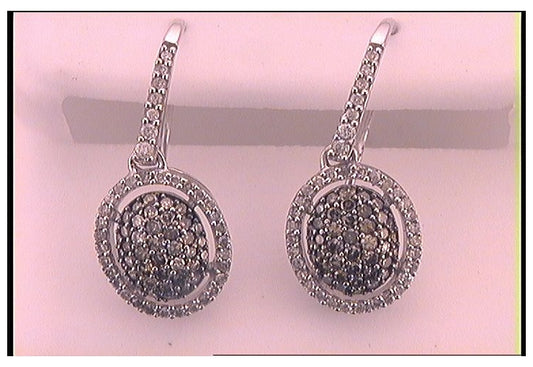 10kt White Gold 3/4ct Diamond P1 Cognac Natural Brown Dangling Earring