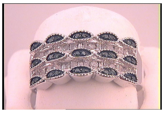 Sterling Silver 1/2ct. Diamond Fashion Blue Ring