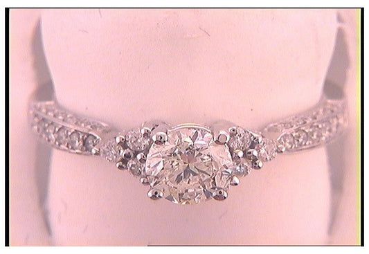 14kt White Gold 1 Ct Diamond 3/4ct-crd  Engagement Ring
