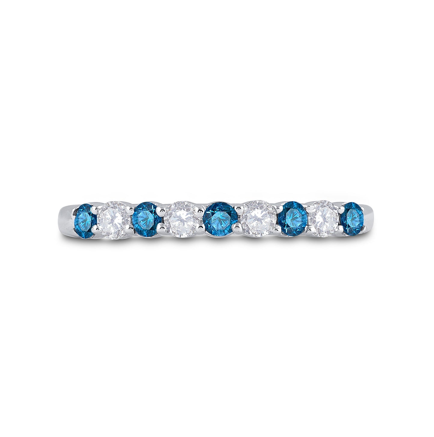 10K White Gold Womens Round Blue Color Enhanced Diamond Band Ring 1/2 Cttw, Womens Size: 5-10