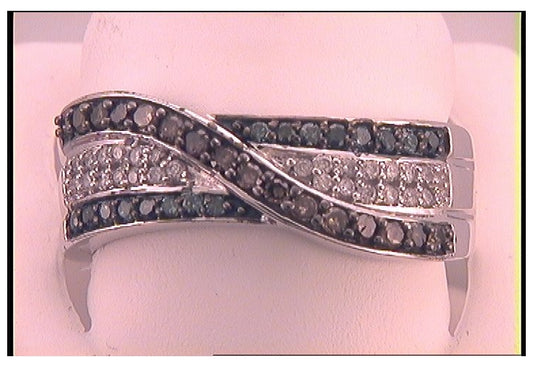 10kt White Gold 1/2ctw Diamond Fashion Blue Band